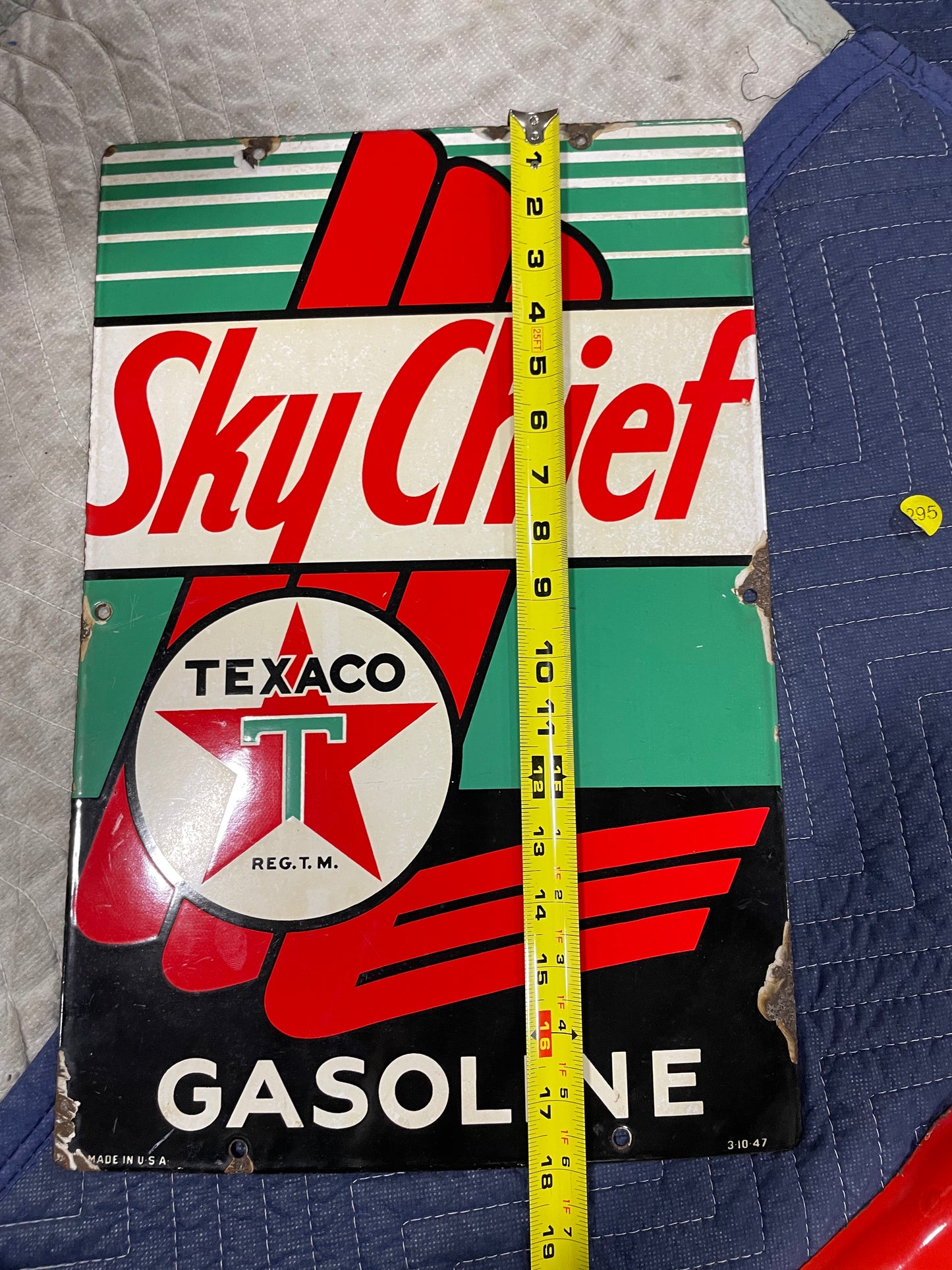 Texaco Sky Chief SSP Gas Pump Sign 1947