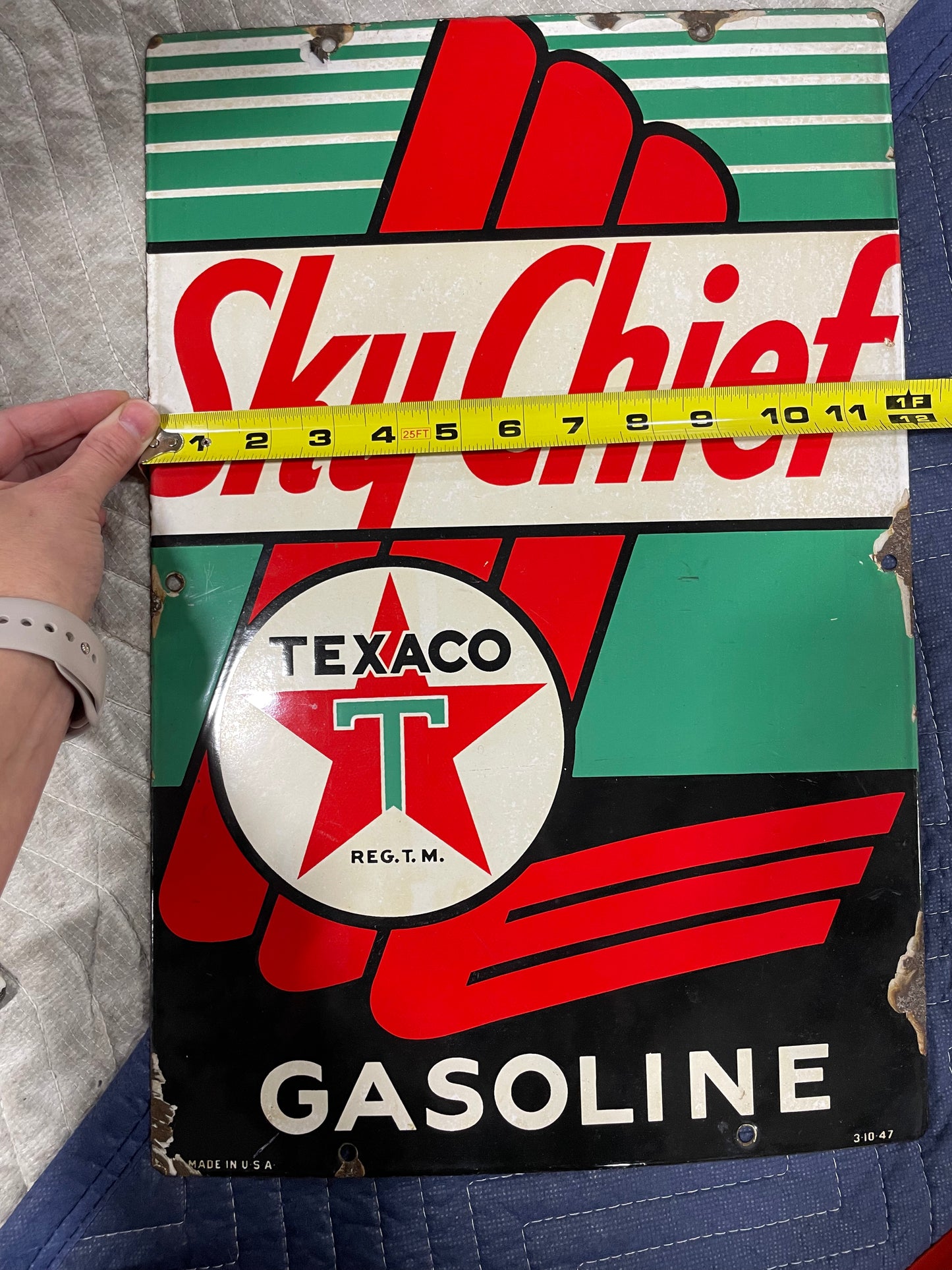 Texaco Sky Chief SSP Gas Pump Sign 1947
