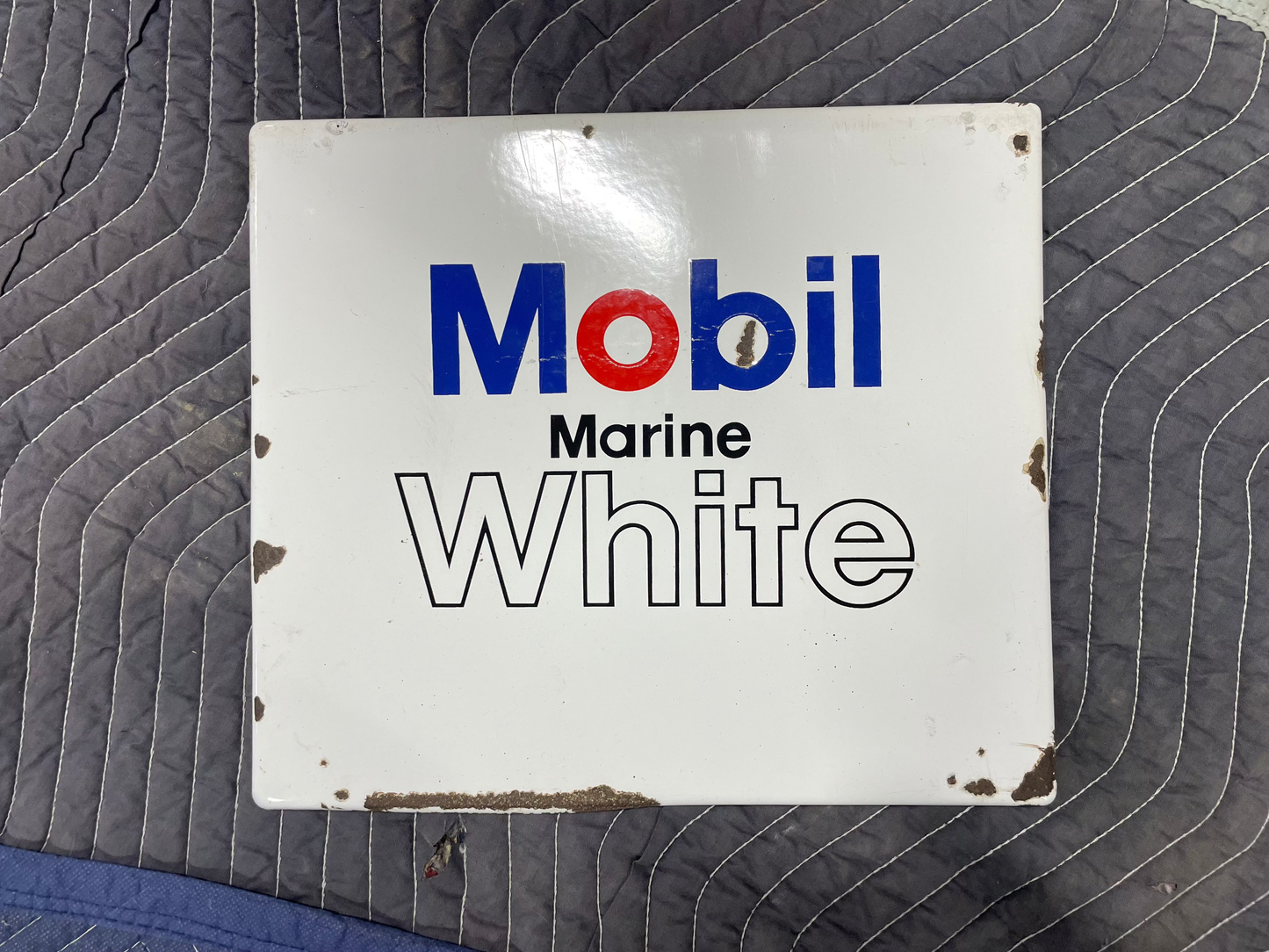 Mobil Marine White SSP Gas Pump Sign