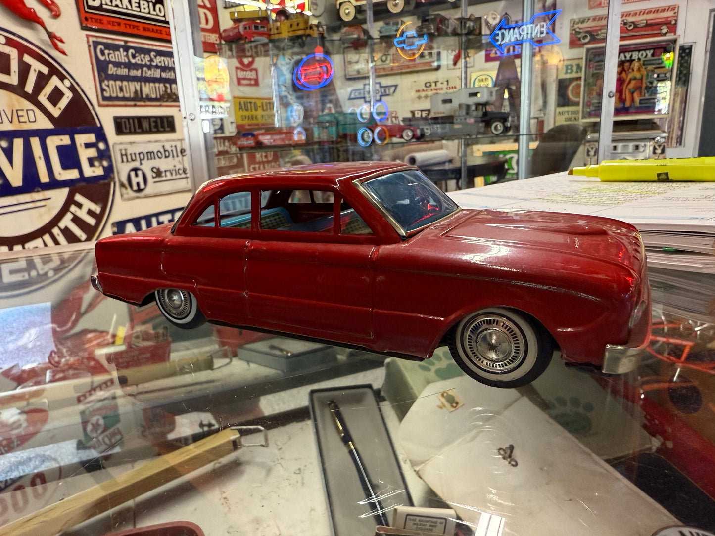 '62 Ford Falcon Red Tin Toy Car