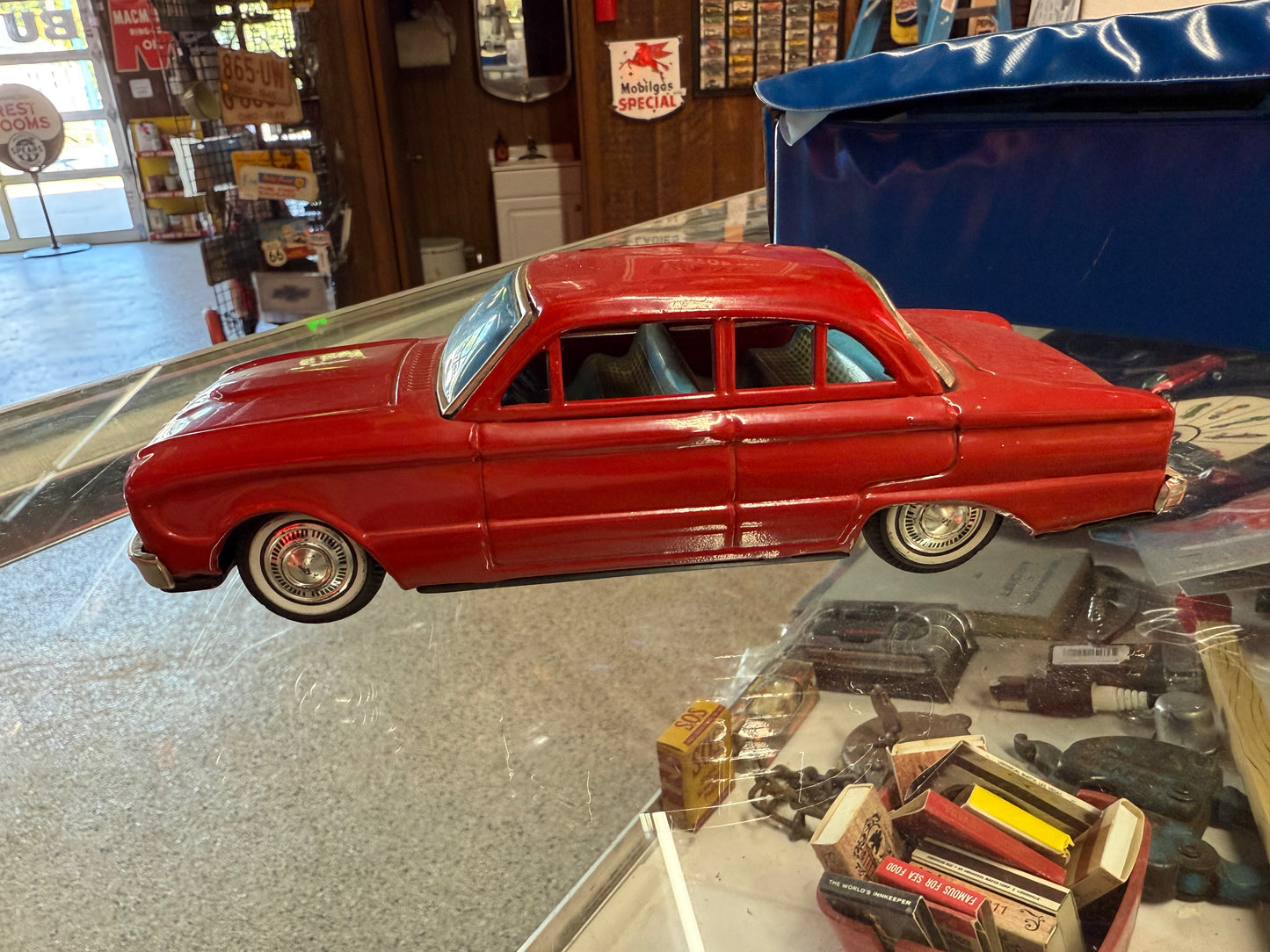 '62 Ford Falcon Red Tin Toy Car