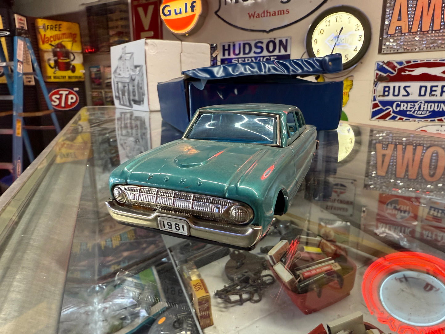 '61 Ford Falcon Blue Tin Toy Car