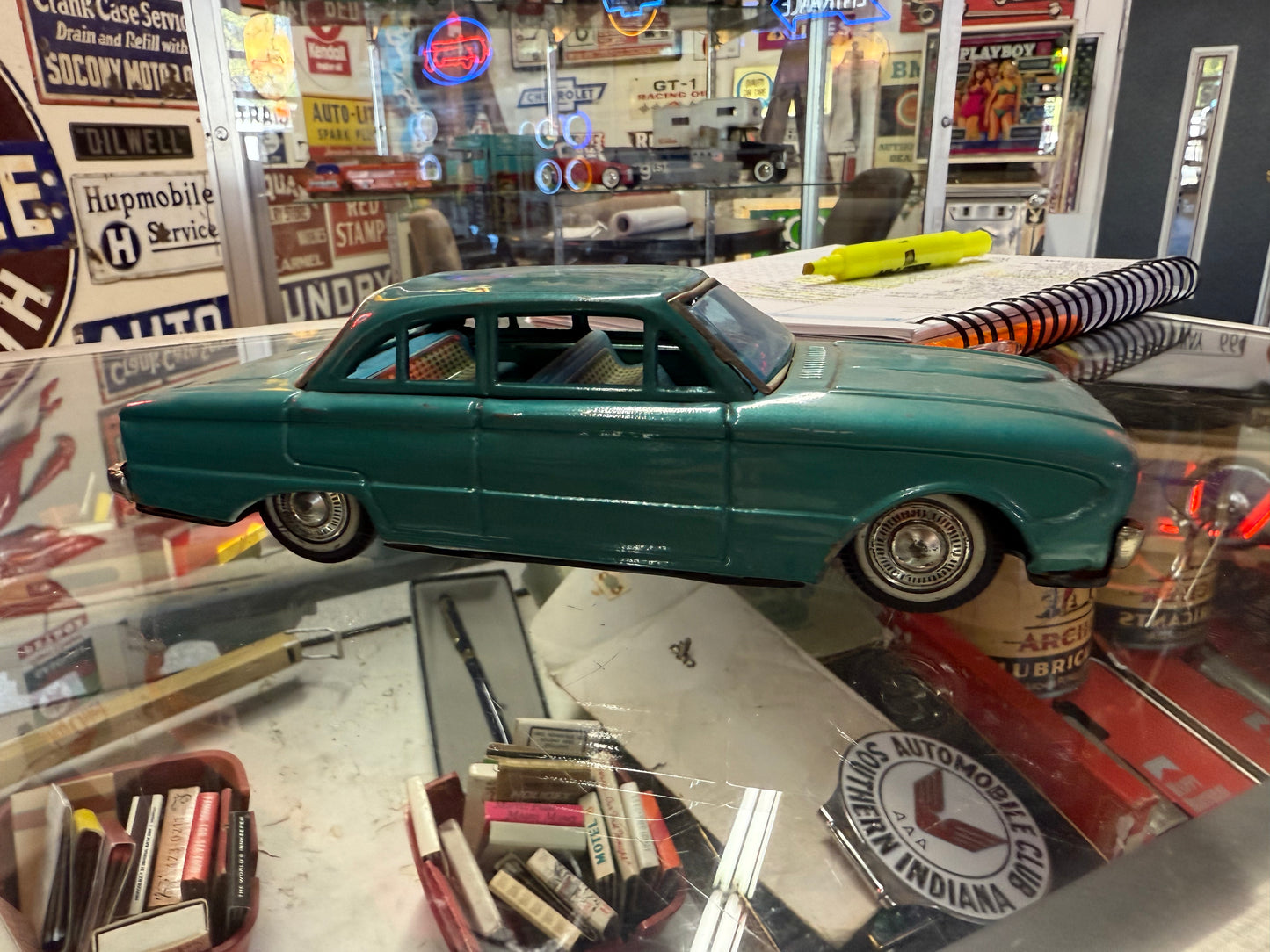 '61 Ford Falcon Blue Tin Toy Car