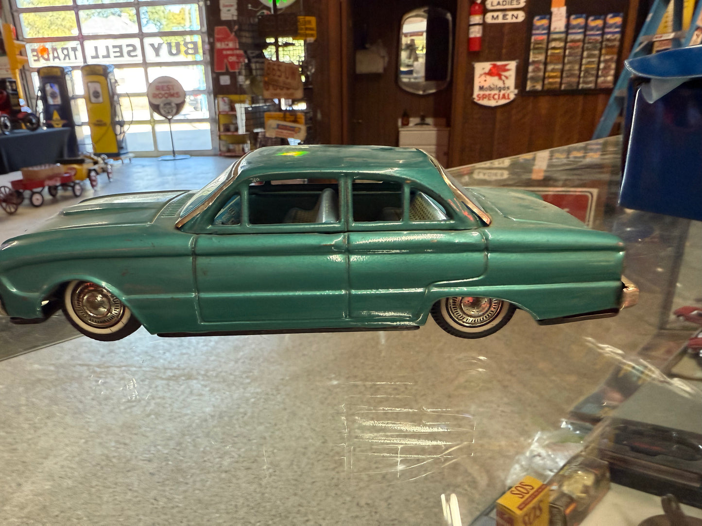 '61 Ford Falcon Blue Tin Toy Car