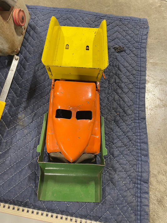 Dump Truck with Front Plow Metal Toy Truck (Orange/Yellow/Green)