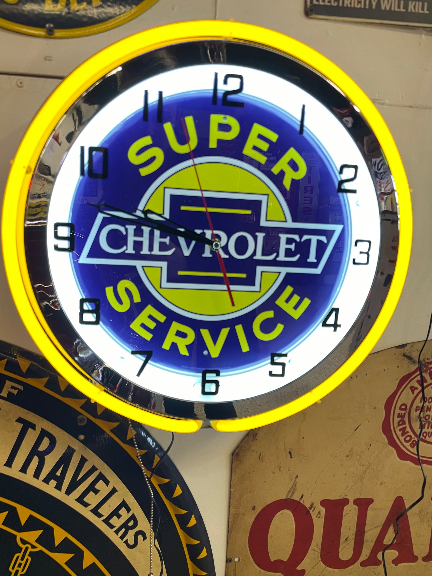 Super Chevy Yellow Custom Neon Clock