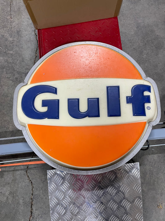 Gulf Lighted Sign Medium with Blue Base