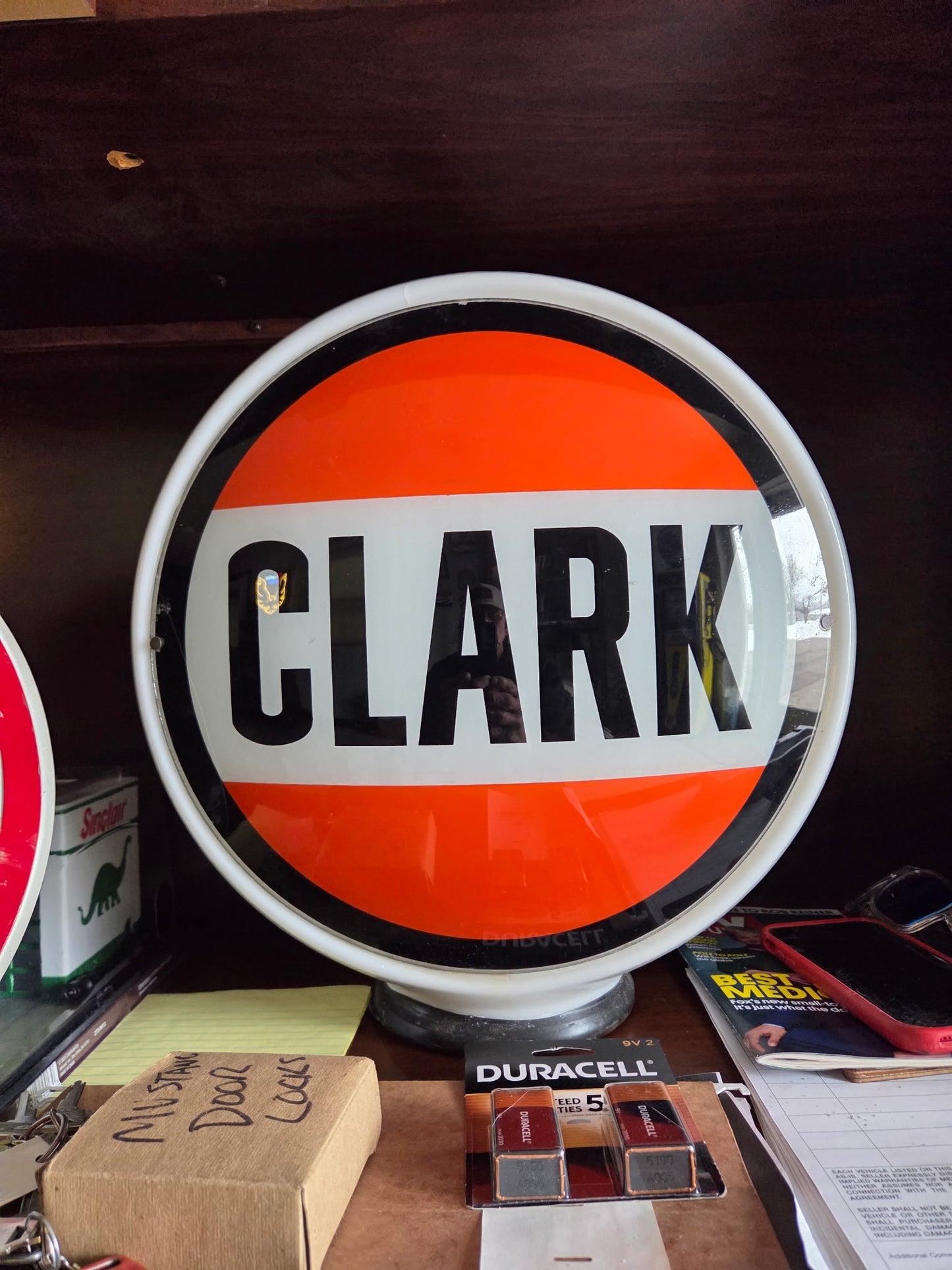 Clark Gas Pump Globe w/ Milk Glass Body