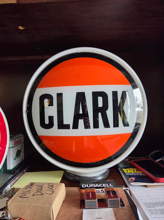 Clark Gas Pump Globe w/ Milk Glass Body