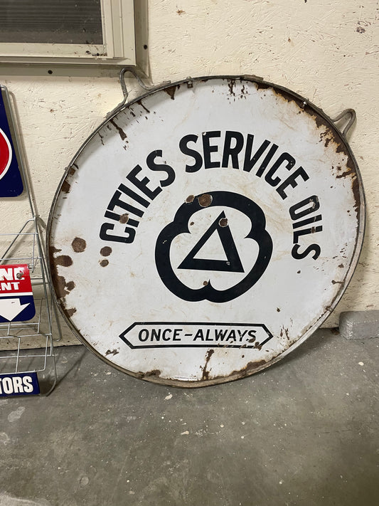 Cities Service Oils Round Sign in Ring