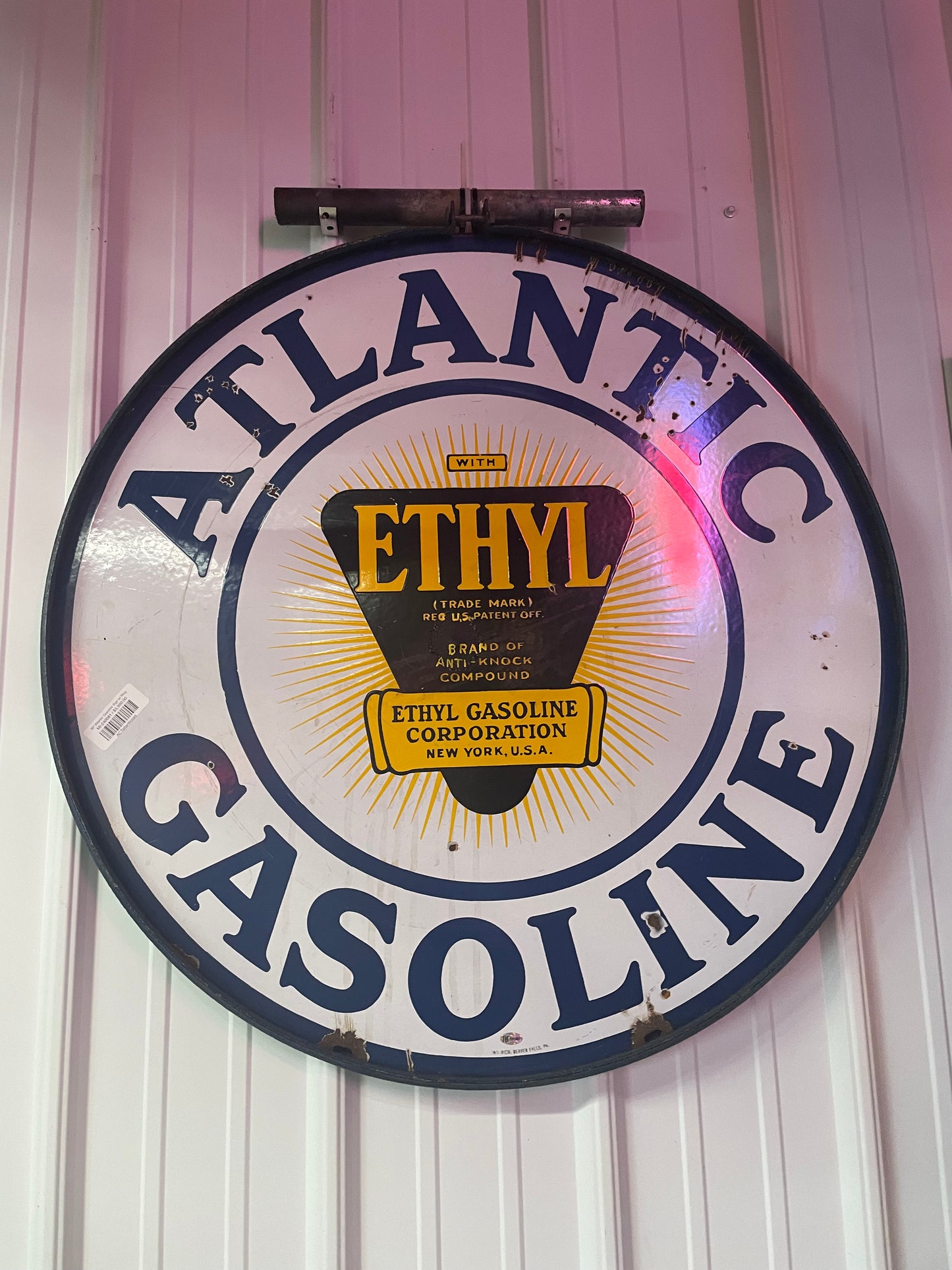 Atlantic Gasoline 30" DSP Sign w/ Ring