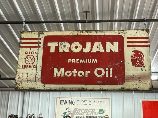 Cities Service Trojan Premium Motor Oil SS Sign