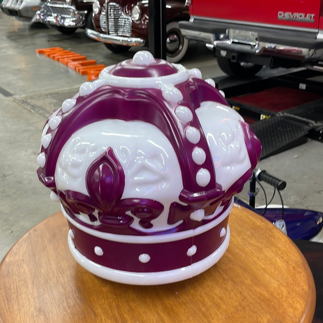 PURPLE AND WHITE CROWN GLASS GLOBE