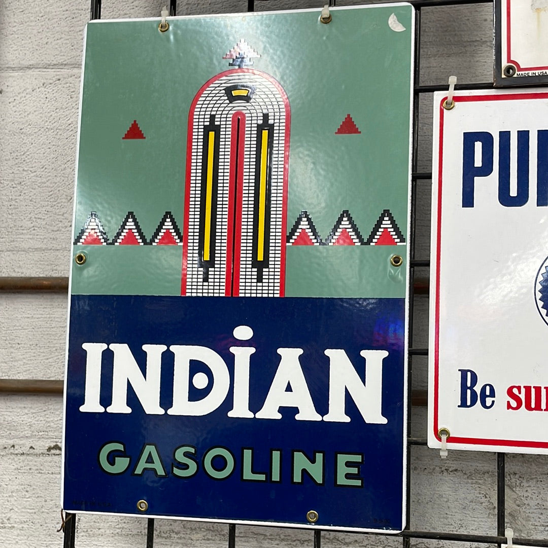 Indian Gasoline Porcelain Sign