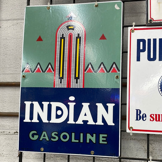 Indian Gasoline Porcelain Sign