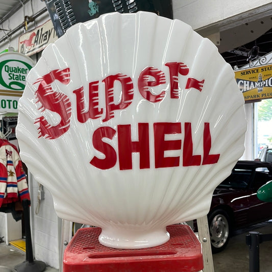 Super Shell Milk Glass Gas Pump Globe