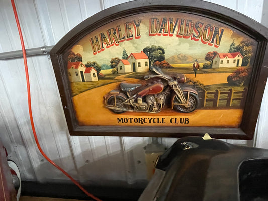 Harley Davidson Painted Art with raised Bike