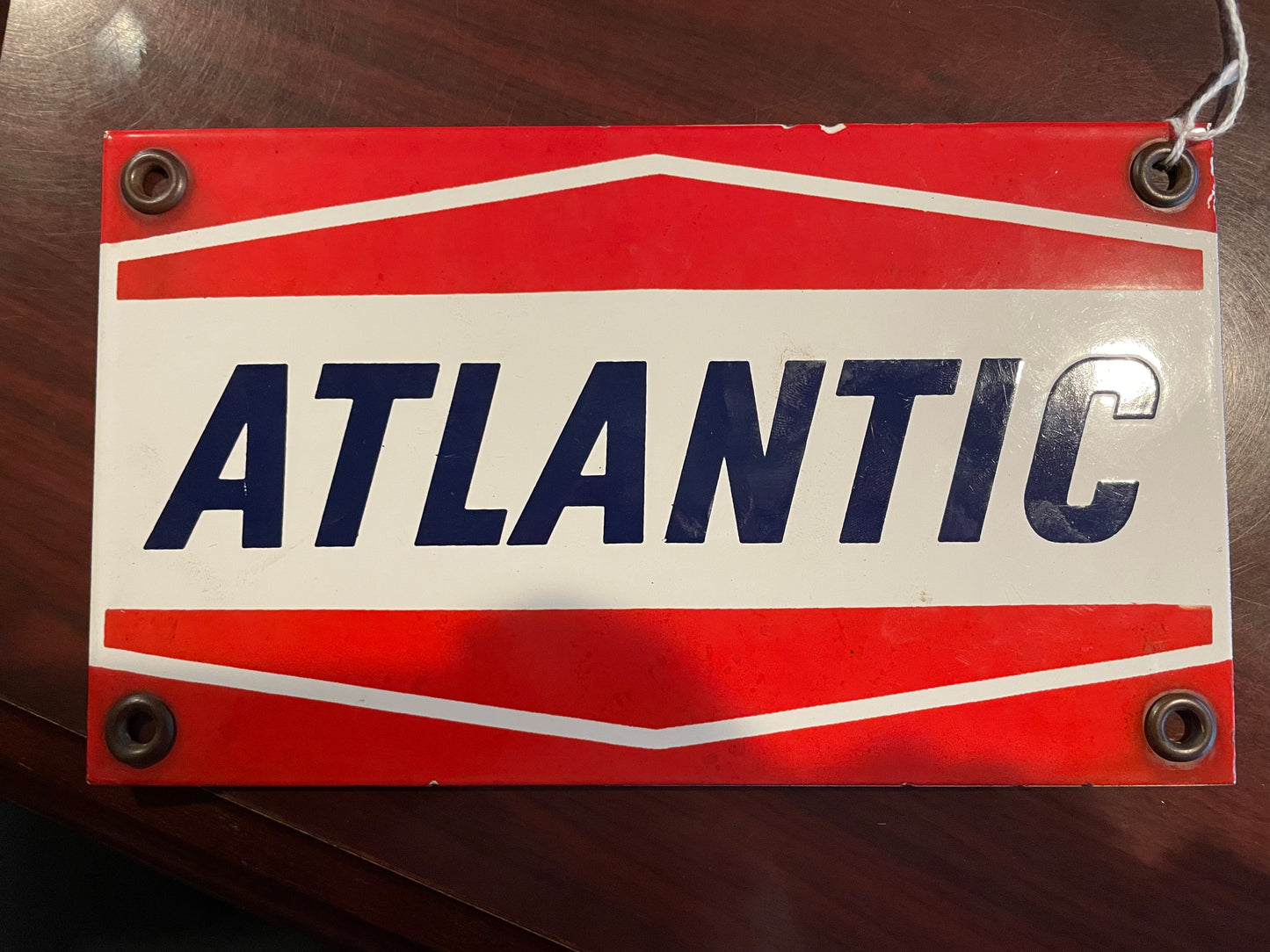 Atlantic Gas Station Pump Plate Sign Vintage SSP