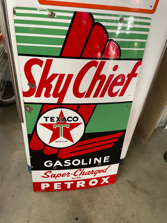 Texaco Sky Chief Gasoline Super-Charged with Petrox Pump Plate - @RA