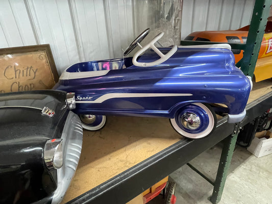 Blue and White Restored Pedal Car