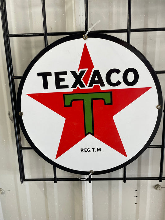 Texaco White Circular Pump Plate