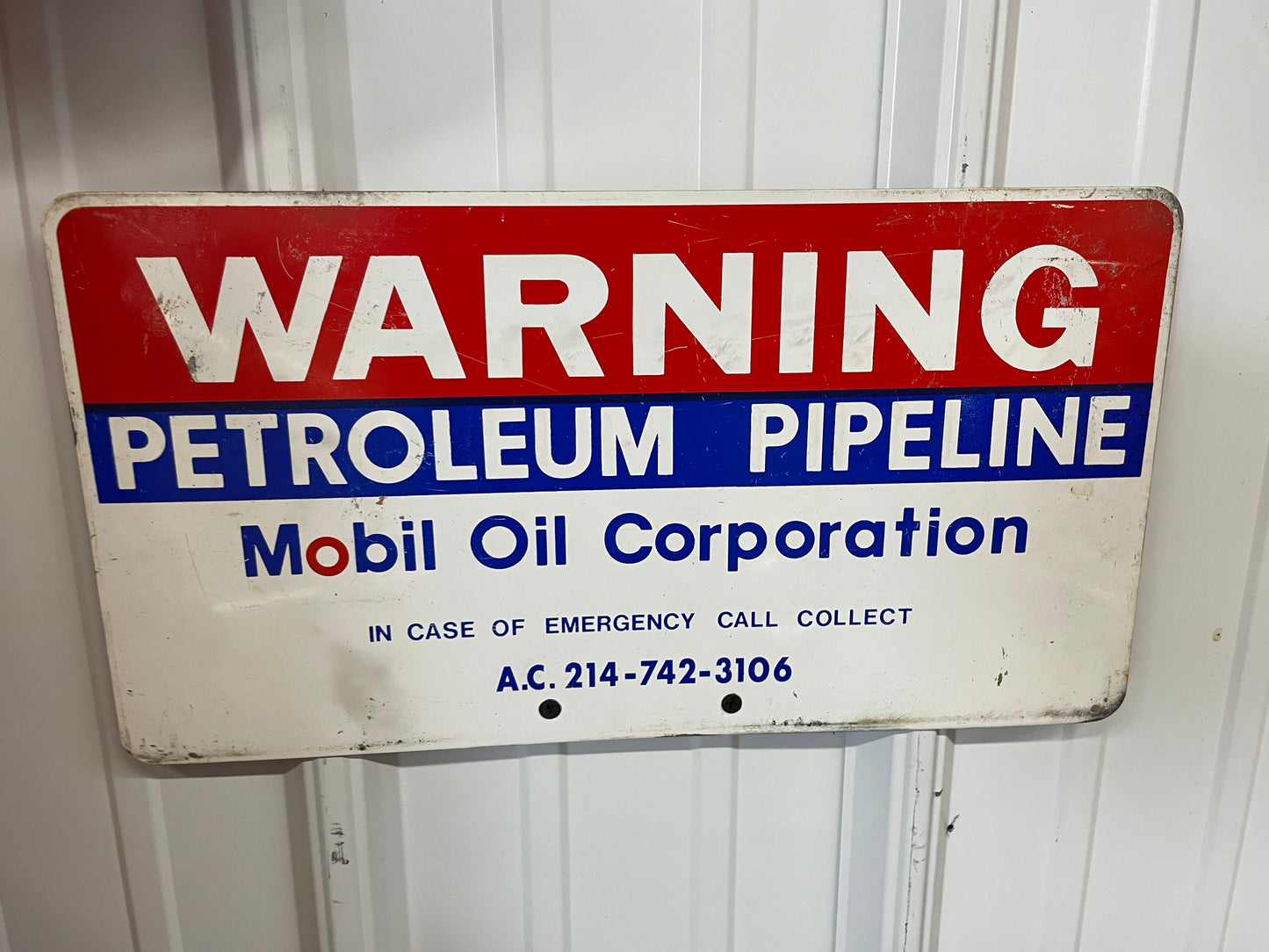 Mobil WARNING Petroleum Pipeline Sign