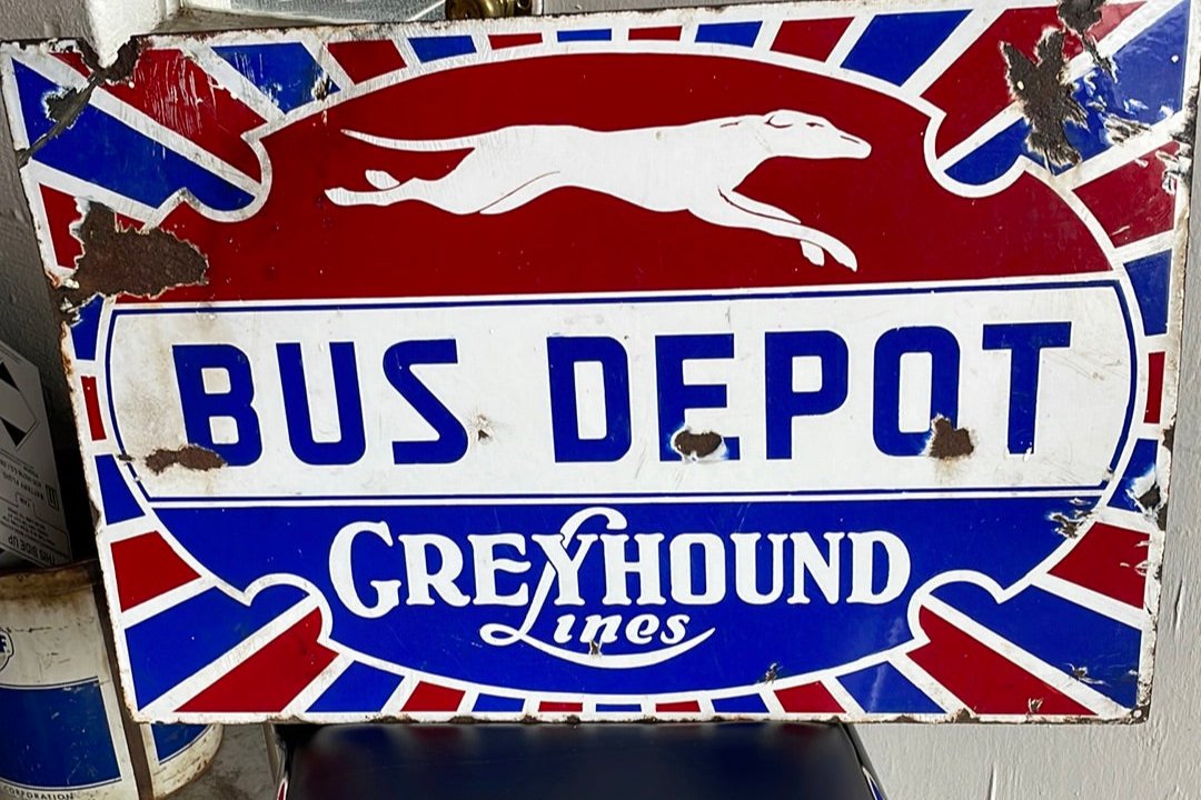 Greyhound Lines Bus Depot Sign