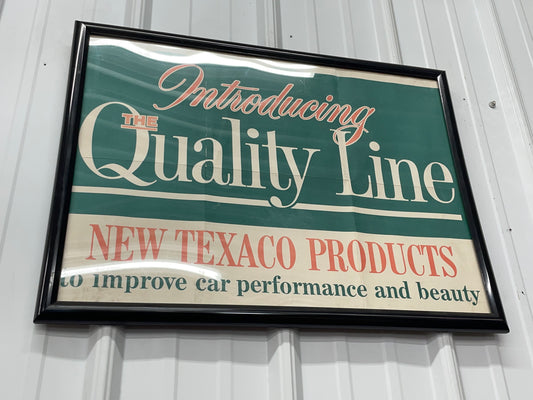 Quality Line Texaco Products Framed Paper Sign