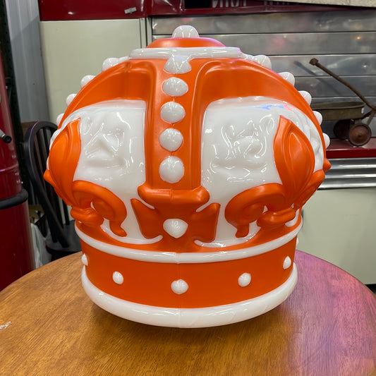 ORANGE AND WHITE CROWN GLASS GLOBE