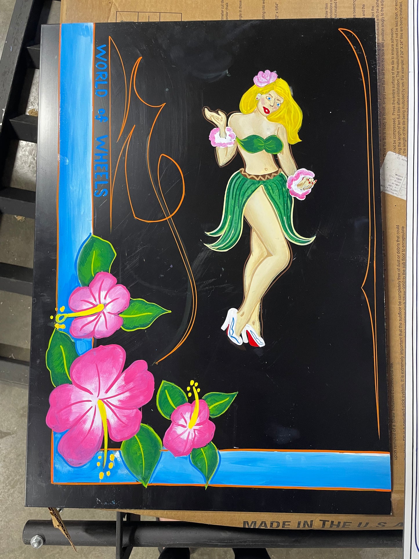 World of Wheels Hula Girl Painting