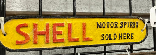 Shell Motor Spirit Sold Here Cast Plate