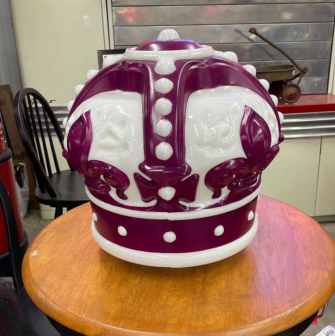 PURPLE AND WHITE CROWN GLASS GLOBE