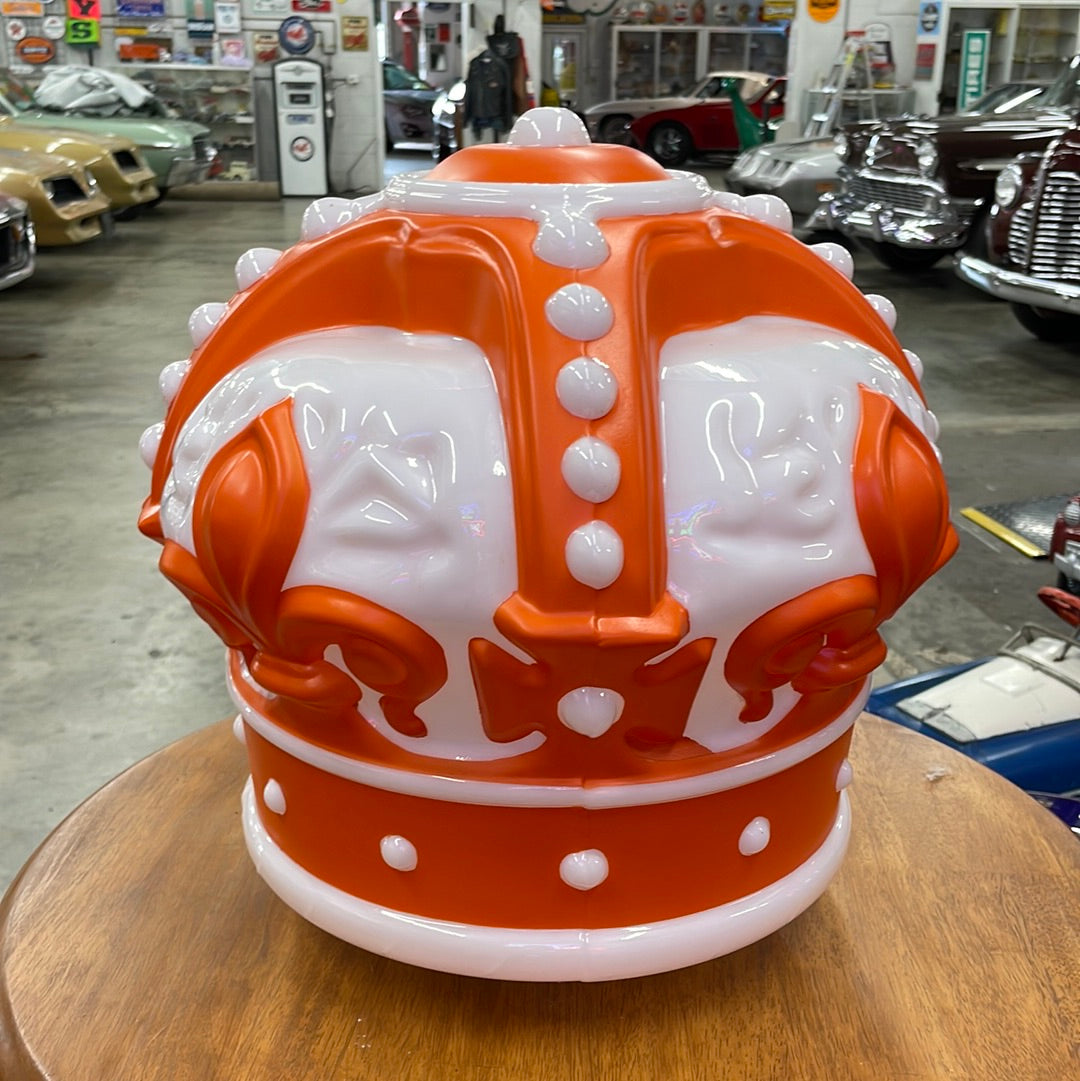 ORANGE AND WHITE CROWN GLASS GLOBE